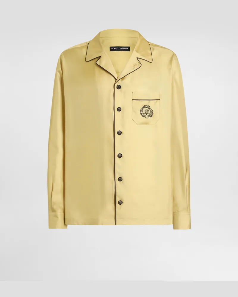 Dolce & Gabbana Silk Twill Vanity Shirt - Mann Hemden Yellow Yellow