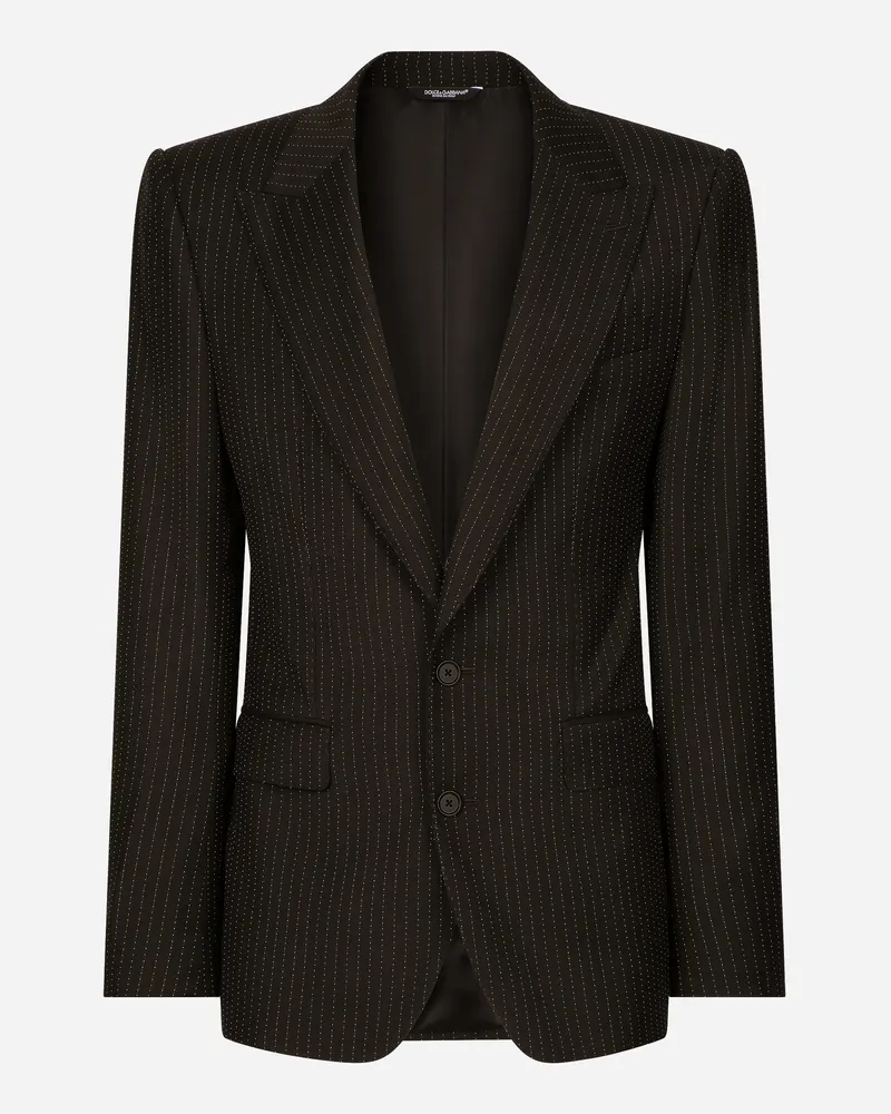 Dolce & Gabbana Einreihige Nadelstreifenjacke Sicilia Aus Wolle - Mann Anzüge Und Blazer #n/d Schwarz