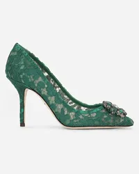 Dolce & Gabbana Lace rainbow pumps with brooch detailing Smaragdgrün