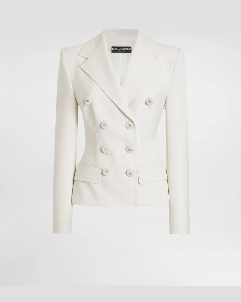 Dolce & Gabbana Double-breasted Twill Jacket - Frau Blazer Wei White