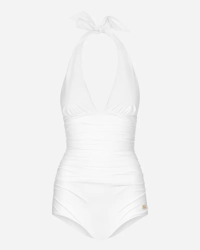 Dolce & Gabbana Ausgeschnittener Badeanzug - Frau Bademode Wei� Jersey Weiss