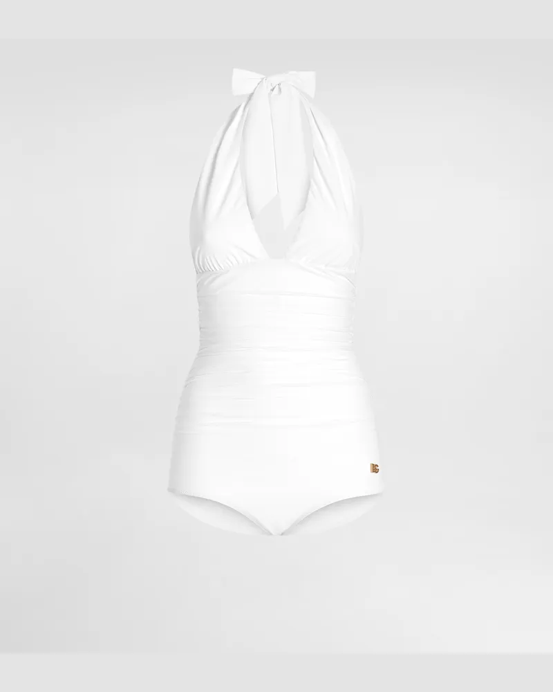 Dolce & Gabbana Ausgeschnittener Badeanzug - Frau Bademode Wei� Jersey Weiss