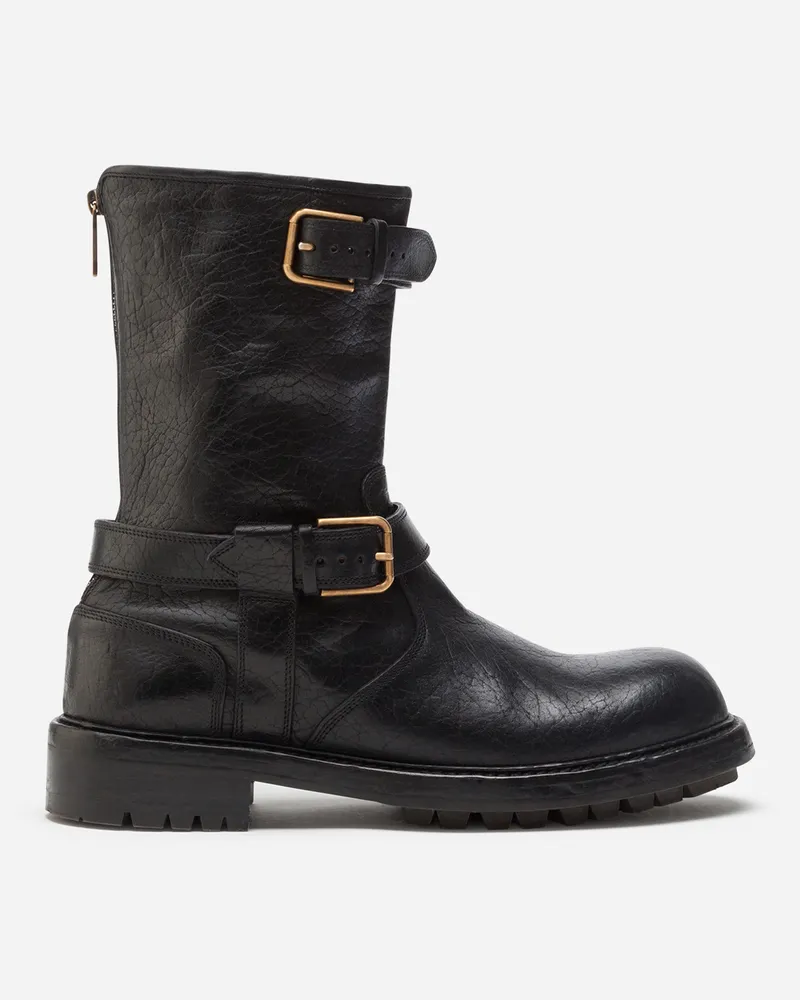 Dolce & Gabbana Bikerstiefel Aus Ponyfell - Mann Stiefel Und Stiefeletten Schwarz Schwarz