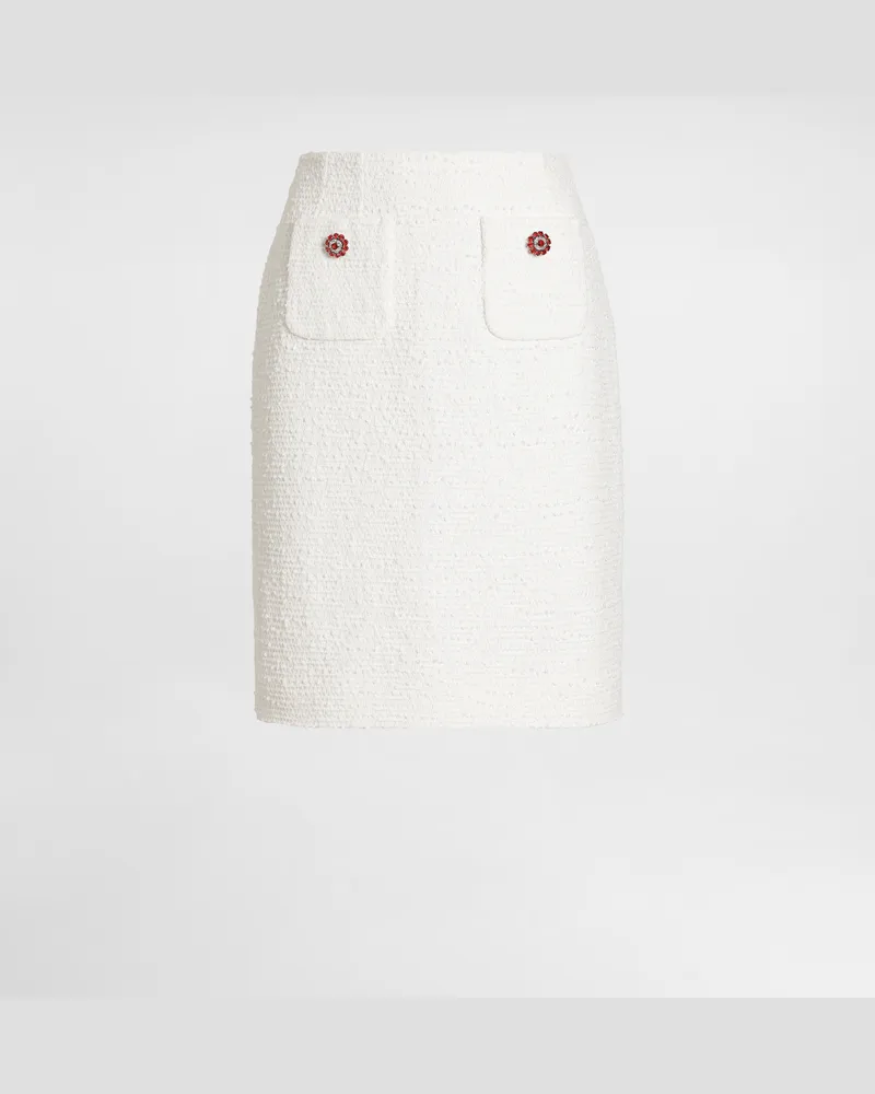 Dolce & Gabbana Tweedrock Aus Tweed Mit Schmuckknöpfen - Frau Collection Wei Weiss