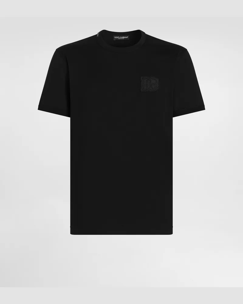 Dolce & Gabbana Cotton T-shirt With Patch - Mann T-shirts Und Polos Schwarz Schwarz