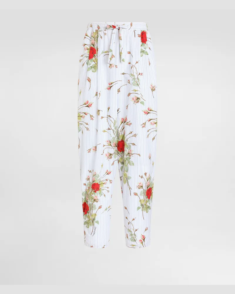 Dolce & Gabbana Small Rose-print Poplin Vanity Trousers - Mann Collection 