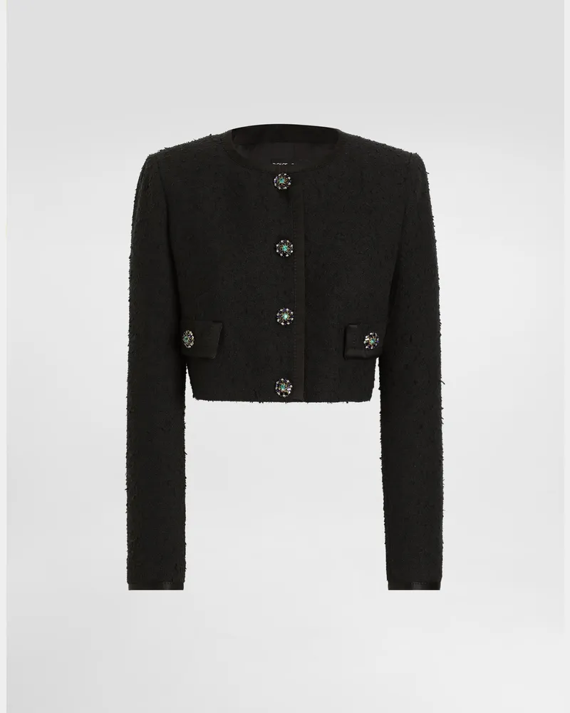 Dolce & Gabbana Jacke Aus Raschel-flechtgewebe - Frau Mäntel Und Jacken Schwarz Schwarz