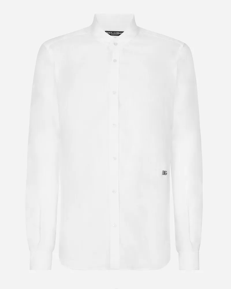 Dolce & Gabbana Hemd Martini Aus Leinen Mit Dg Hardware - Mann Hemden Wei� Leinen Weiss