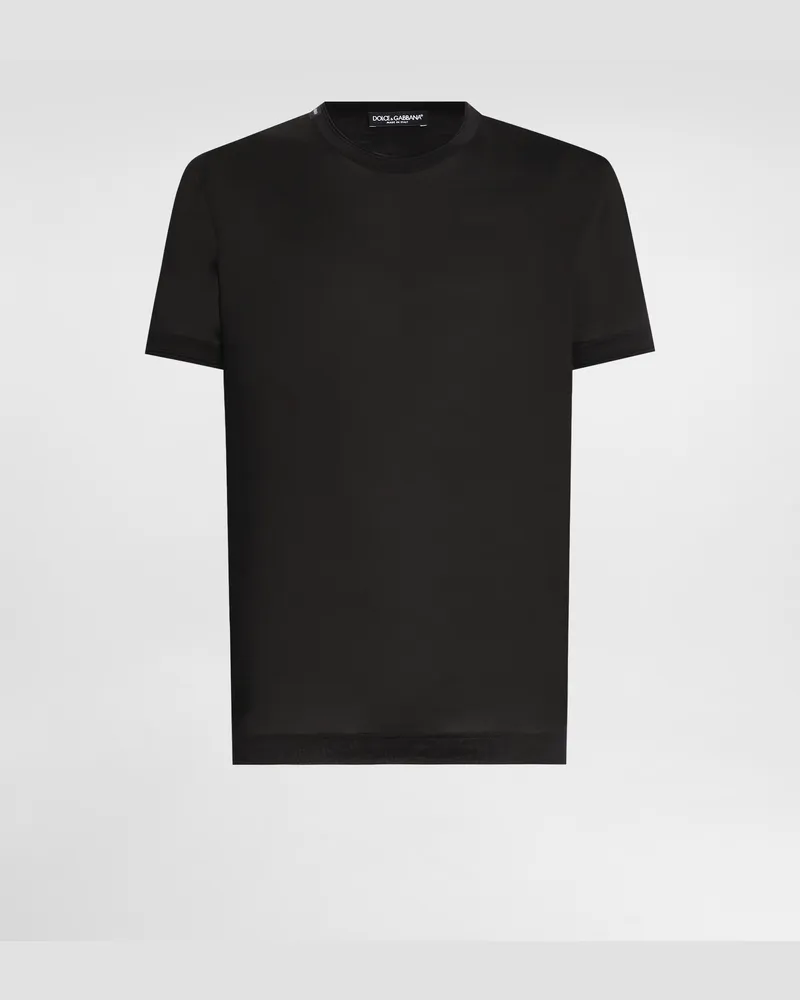 Dolce & Gabbana T-shirt Aus Melange-jersey - Mann T-shirts Und Polos Schwarz Schwarz