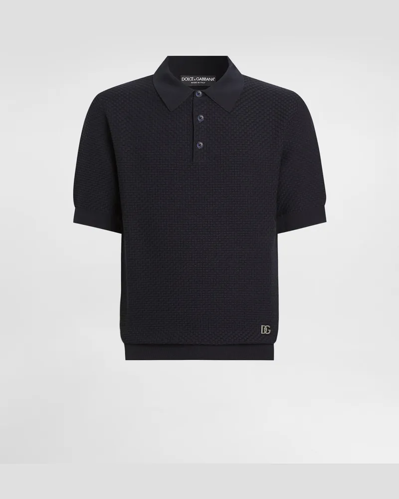 Dolce & Gabbana Cotton Polo Shirt - Mann Strickwaren Blau Blue