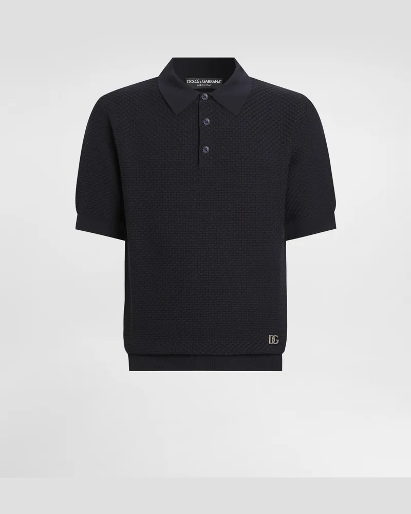 Dolce & Gabbana Cotton Polo Shirt - Mann Strickwaren Blau Blue