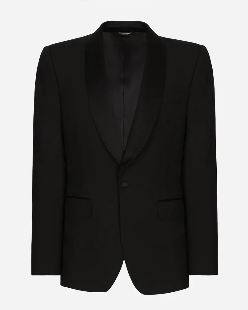 Dolce & Gabbana Einreihige Smokingjacke Sicilia Aus Wollstretch - Mann Anzüge Und Blazer Schwarz Wolle Schwarz