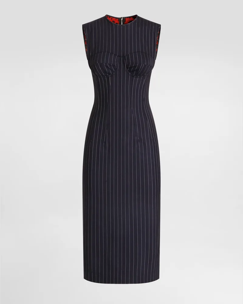 Dolce & Gabbana Etui-kleid Aus Wolle In Nadelstreifenoptik - Frau Collection #n/d Multicolor