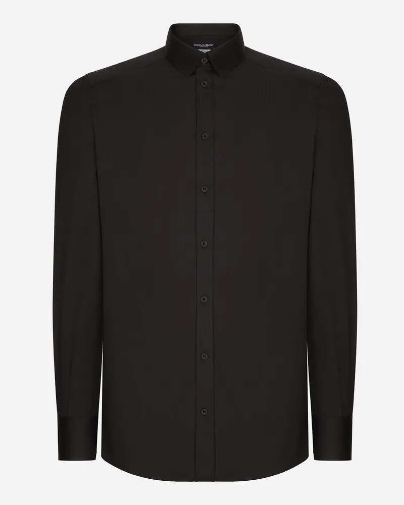 Dolce & Gabbana Hemd Gold Fit Aus Baumwollstretch - Mann Hemden Schwarz Schwarz