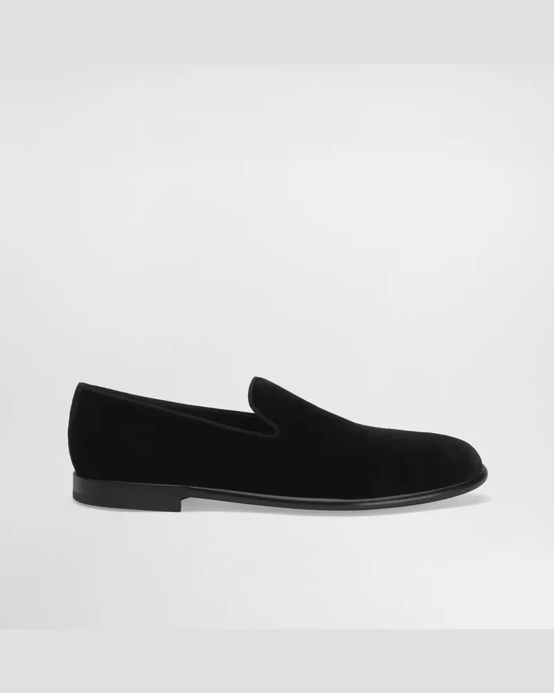 Dolce & Gabbana Slipper Aus Samt - Mann Driver Und Mokassins Schwarz Samt Schwarz