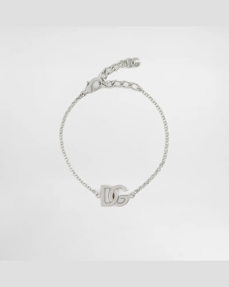 Dolce & Gabbana Link Bracelet With Dg-logo - Mann Bijoux Silber Metall Silber