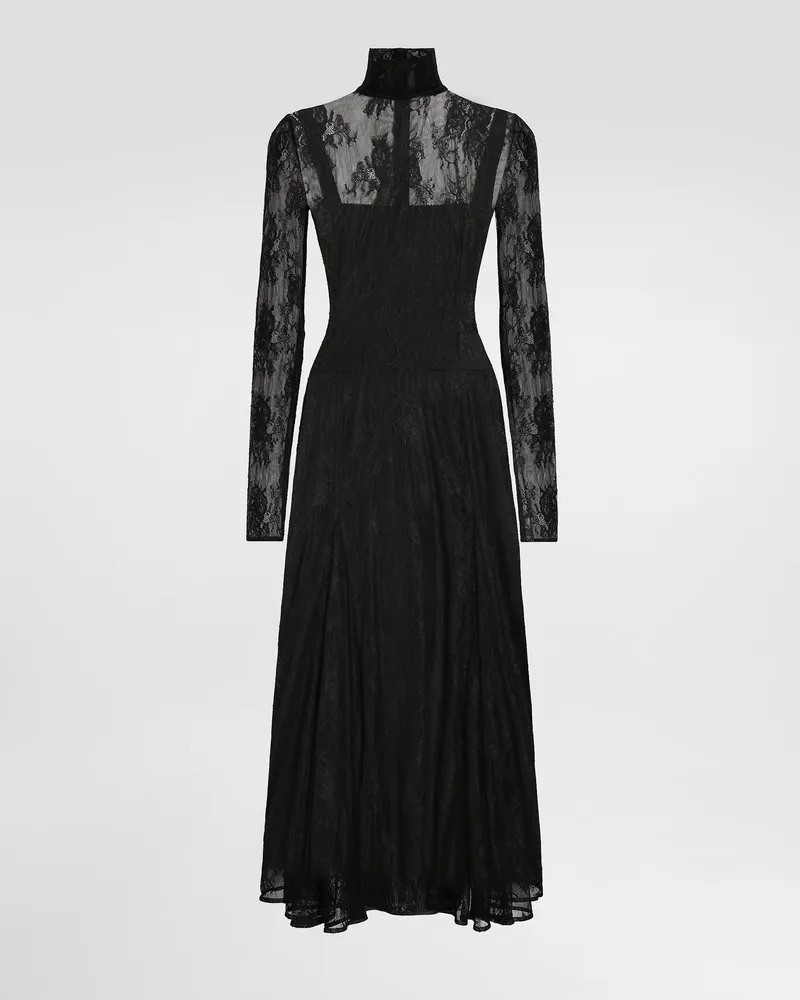 Dolce & Gabbana Kleid Aus Chantilly-spitze - Frau Kleider Schwarz Schwarz