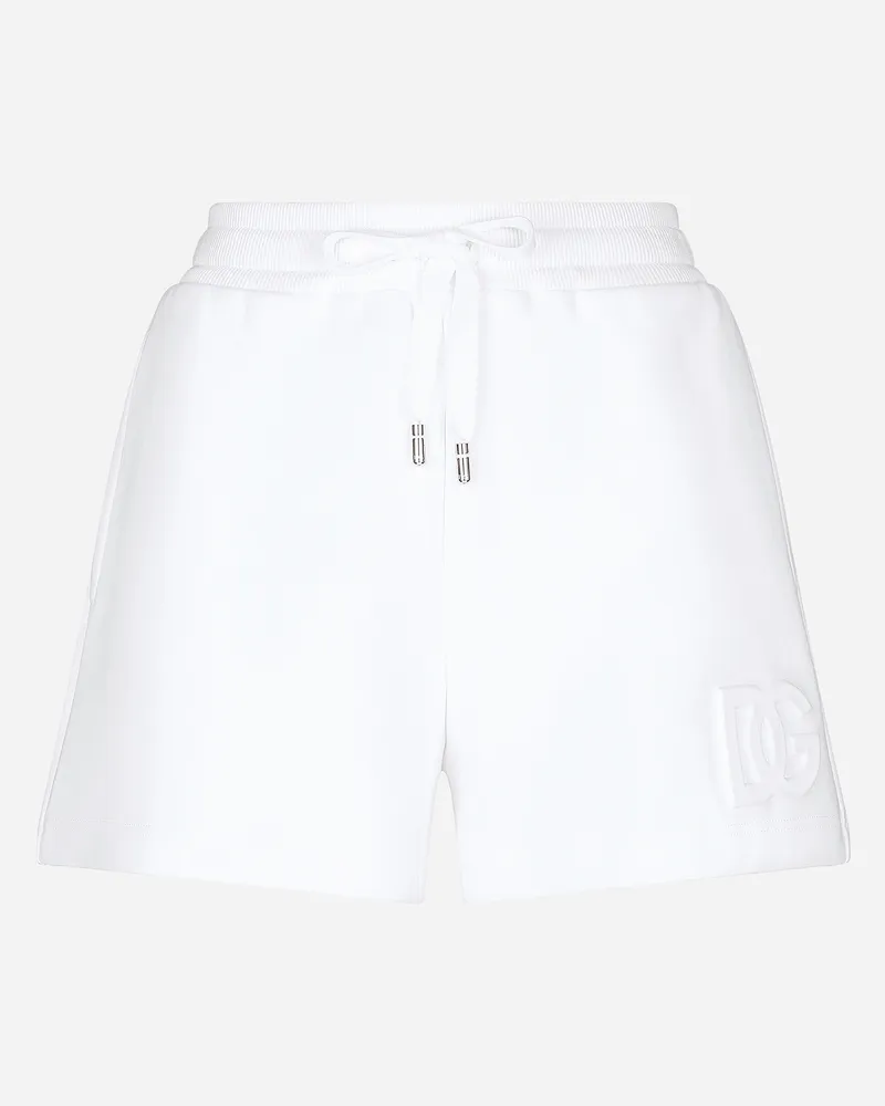 Dolce & Gabbana Shorts Aus Jersey Mit Dg-relieflogo - Frau Hosen Und Shorts Wei Weiss