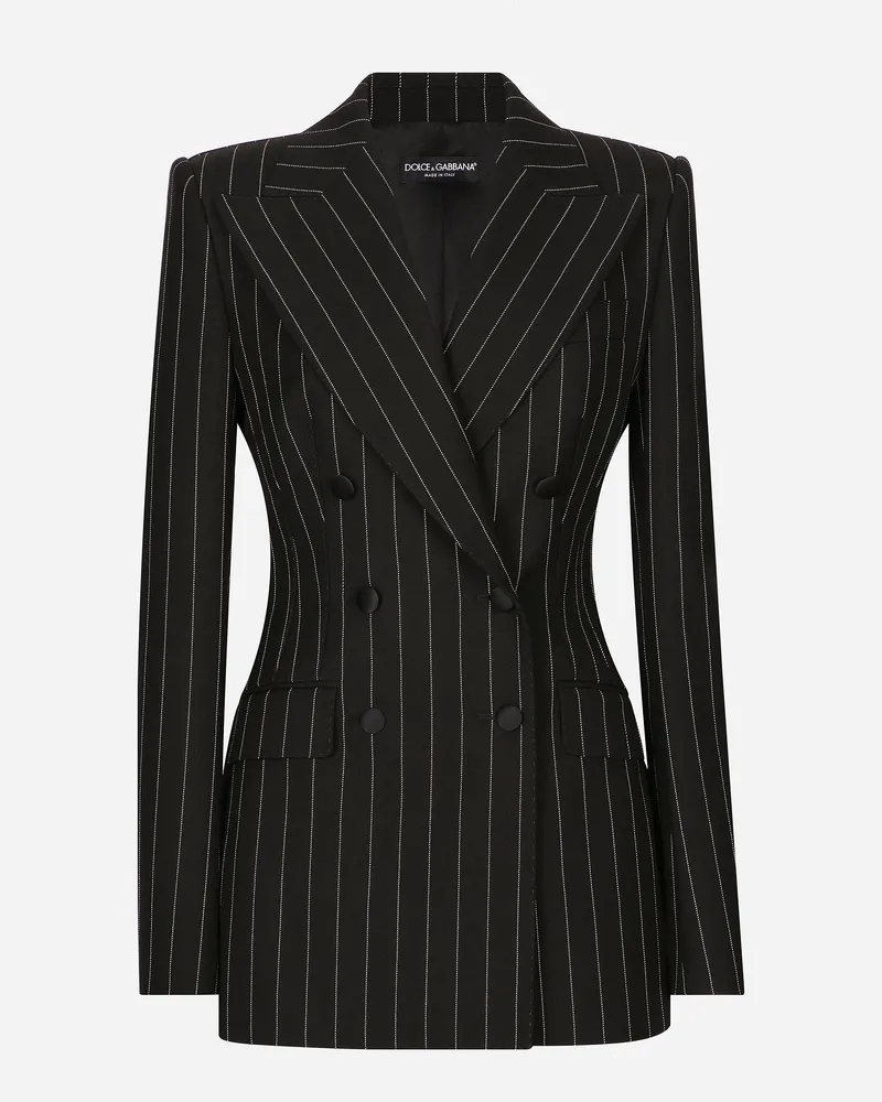 Dolce & Gabbana Zweireihige Turlington-nadelstreifenjacke Aus Wolle - Frau Blazer #n/d Mehrfarbig