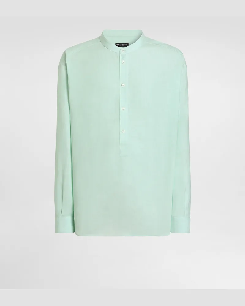 Dolce & Gabbana Leinenhemd - Mann Hemden Azurblau Leinen Azurblau