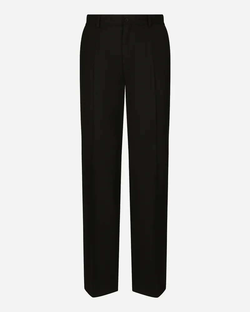 Dolce & Gabbana Hose Aus Bi-elastischem Twill Mit Geradem Bein - Mann Hosen Und Shorts Schwarz Schwarz