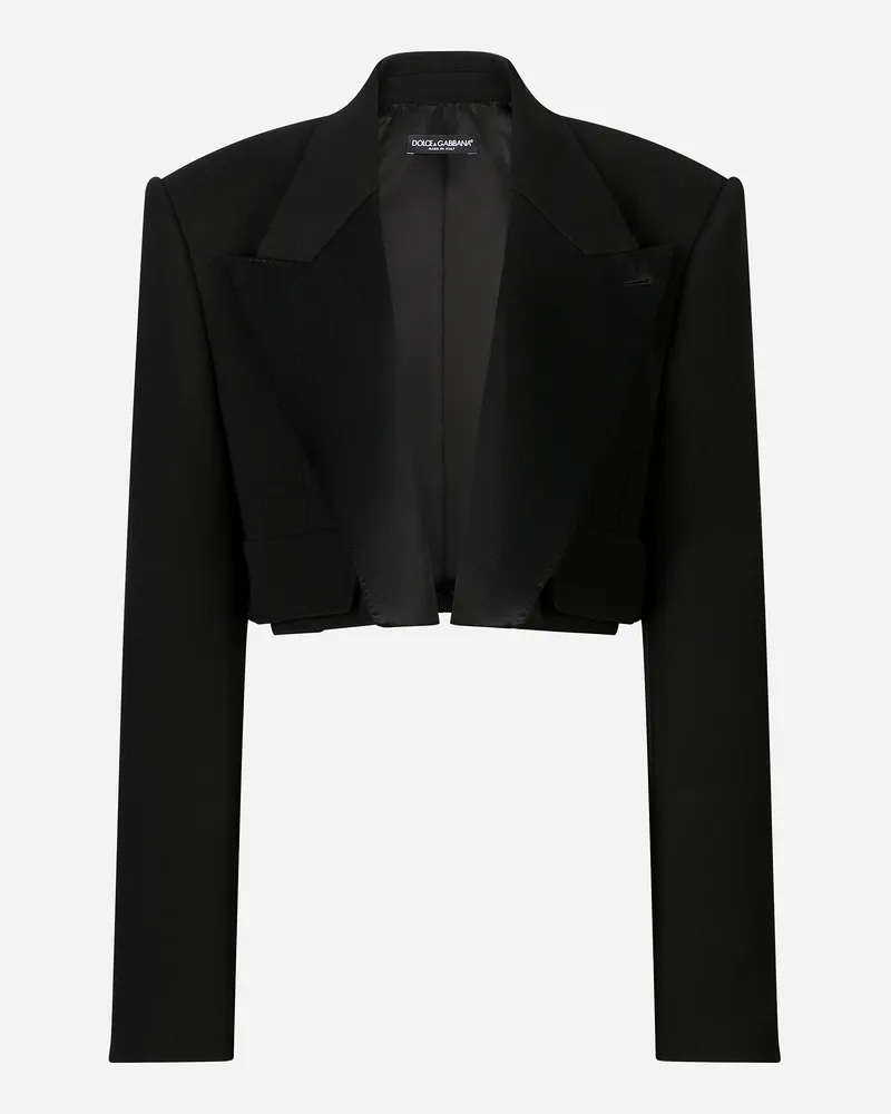 Dolce & Gabbana Kurze Smokingjacke Aus Wolldouble - Frau Blazer Schwarz Wolle Schwarz