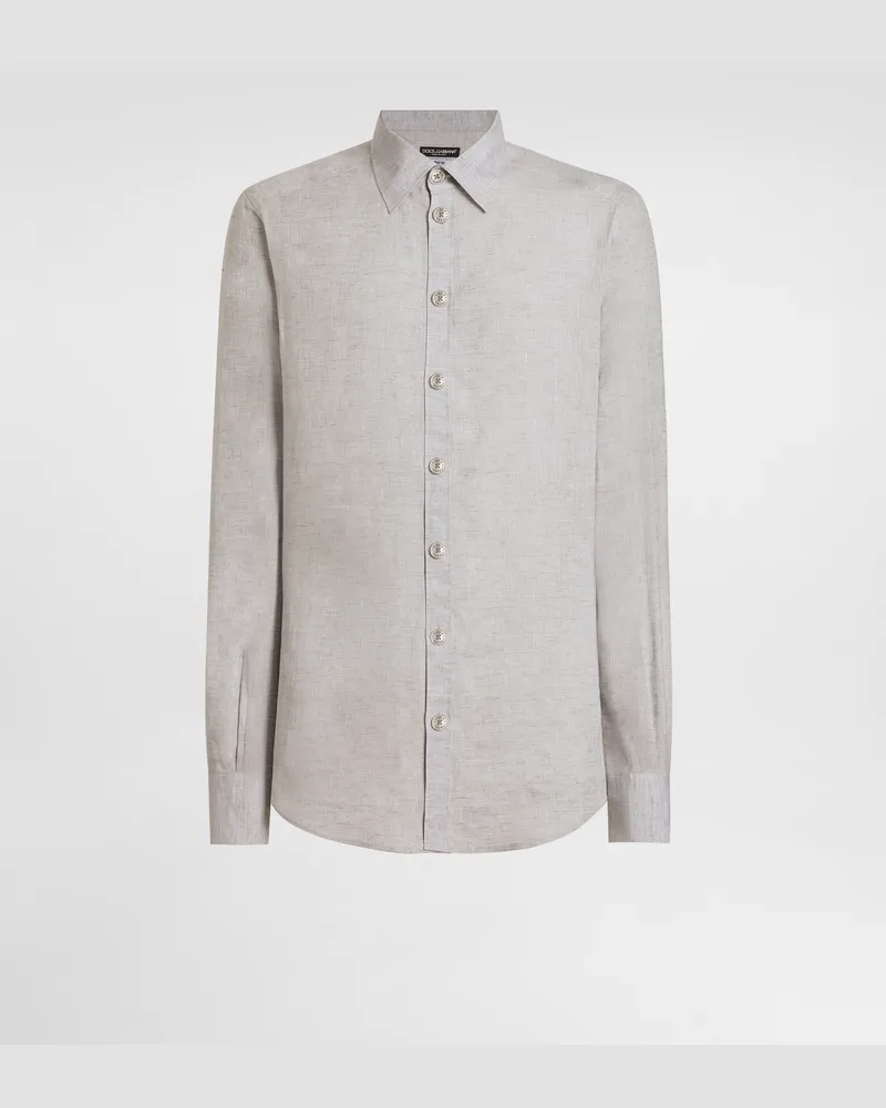 Dolce & Gabbana Hemd Martini Aus Leinen - Mann Hemden Grau Grau
