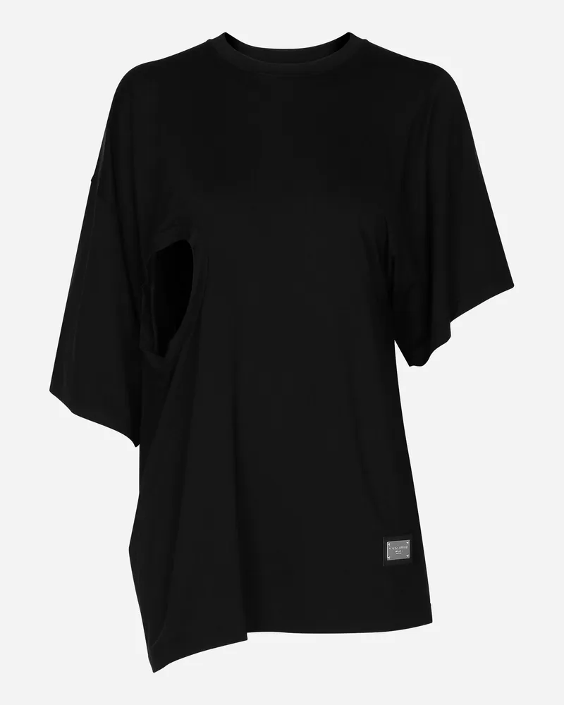 Dolce & Gabbana Asymmetrischer Pullover Mit Cut-out - Frau T-shirts Und Sweatshirts Schwarz Viskose Schwarz