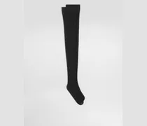 Ribbed Stay-up Socks - Frau Socken Schwarz