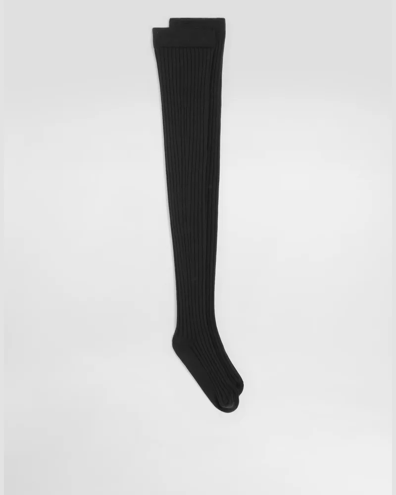 Dolce & Gabbana Ribbed Stay-up Socks - Frau Socken Schwarz Black
