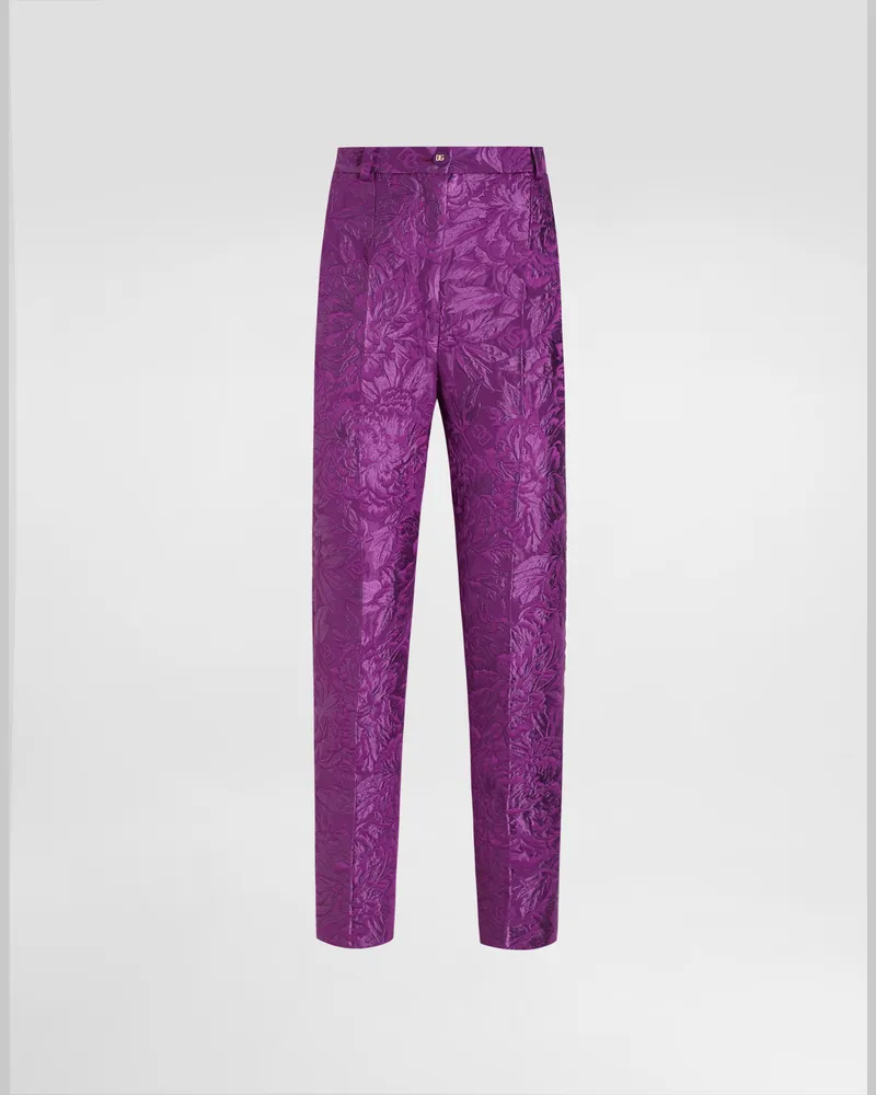 Dolce & Gabbana Brokathose Mit Pfingstrosenmotiv - Frau Hosen Und Shorts Violett Violett