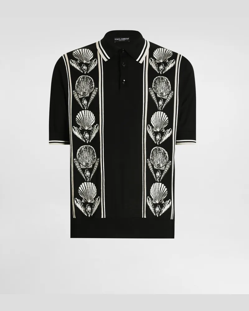 Dolce & Gabbana Satin Silk Polo Shirt With Inlay - Mann Strickwaren Multicolor Multicolor