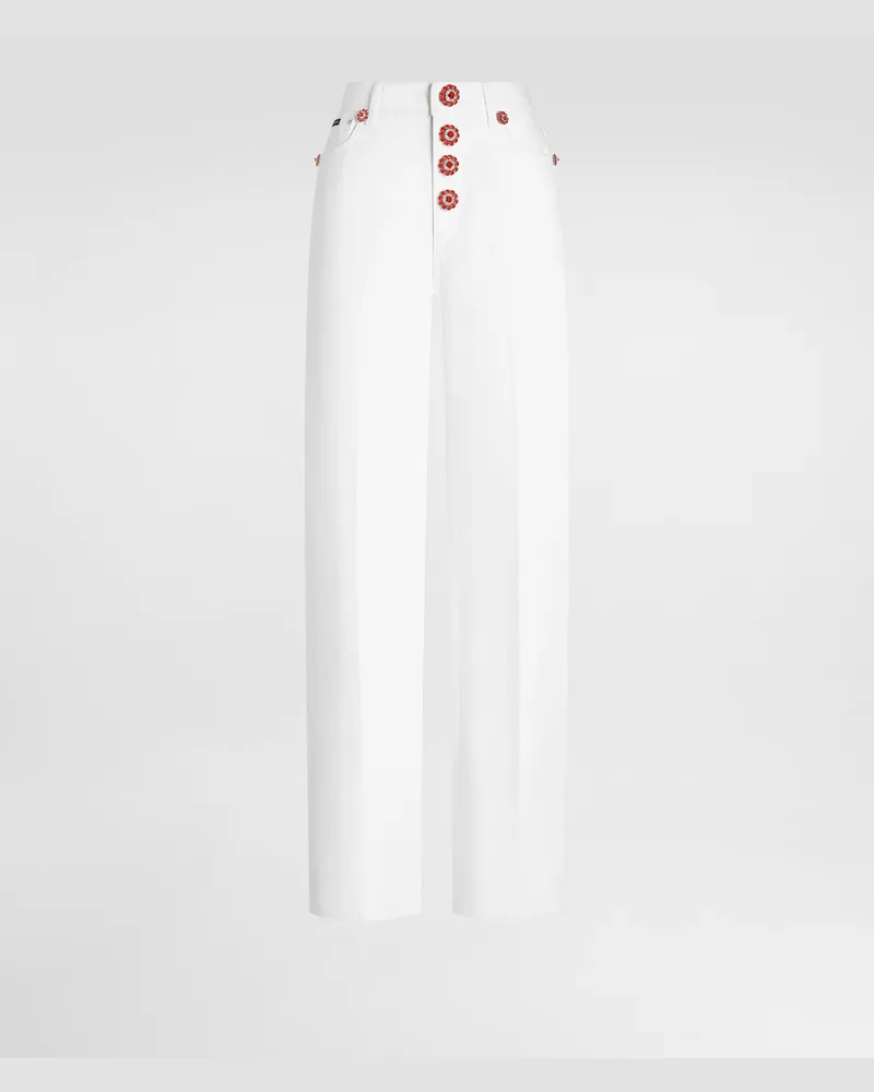 Dolce & Gabbana 5-pocket-jeans Aus Denim Mit Schmuckknöpfen - Frau Denim Mehrfarbig Multicolor