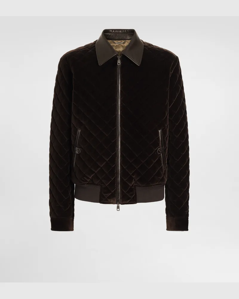 Dolce & Gabbana Quilted Velvet Bomber Jacket - Mann Collection Braun 