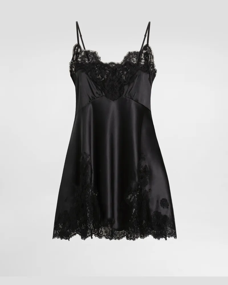 Dolce & Gabbana Stretch Satin Dress - Frau Kleider Schwarz Seide Black