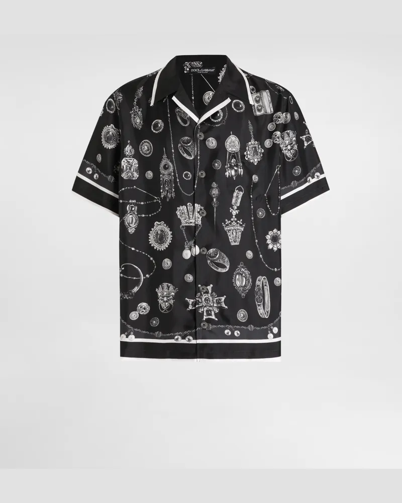 Dolce & Gabbana Hawaiihemd Aus Seidentwill Mit Medaillon-print - Mann Hemden Drucken Drucken