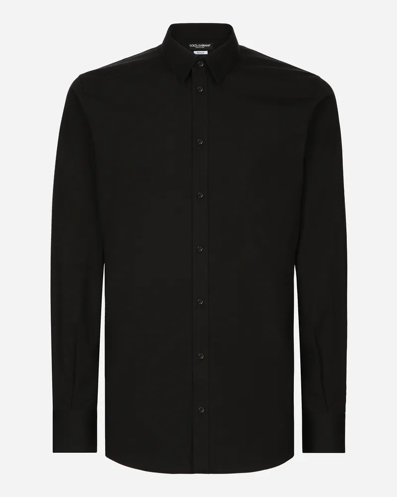 Dolce & Gabbana Hemd Gold Aus Popeline Mit Stretchanteil - Mann Hemden Schwarz Baumwolle Schwarz