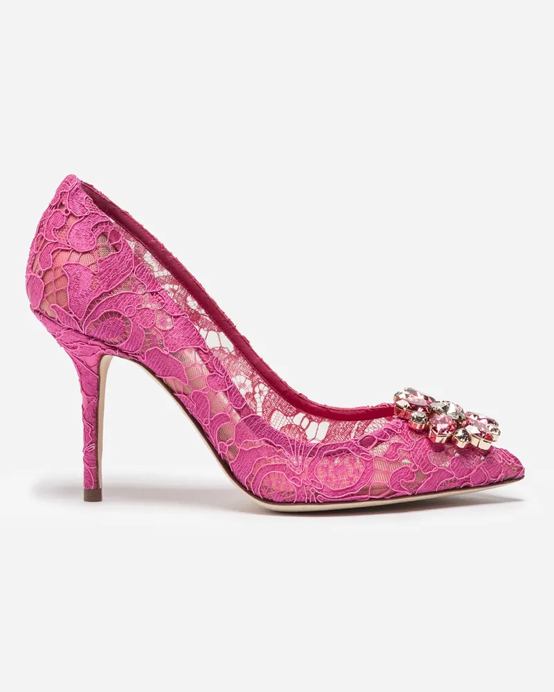 Dolce & Gabbana Pump In Taormina Lace With Crystals - Frau Pumps Und Slingbacks Fuchsia Spitze Rosa