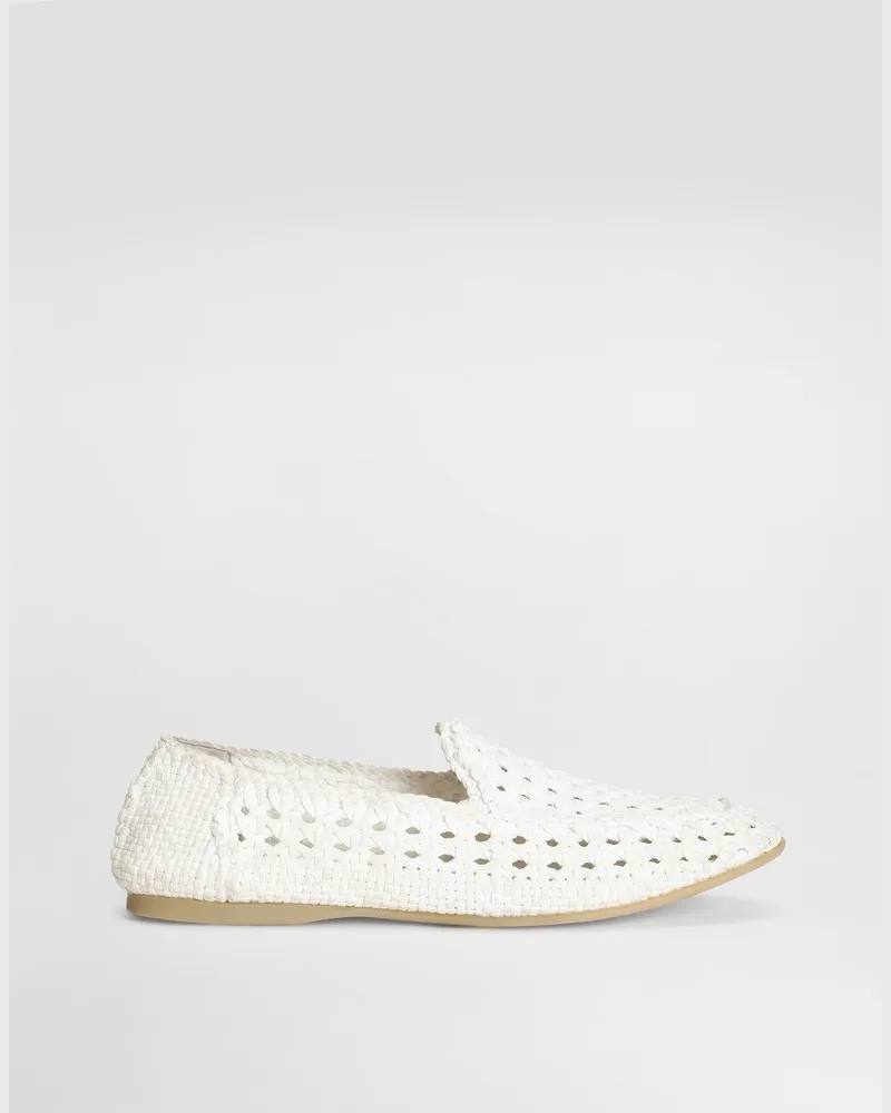 Dolce & Gabbana Slipper Aus Geflochtenem Stoff - Mann Driver Und Mokassins Wei Weiss