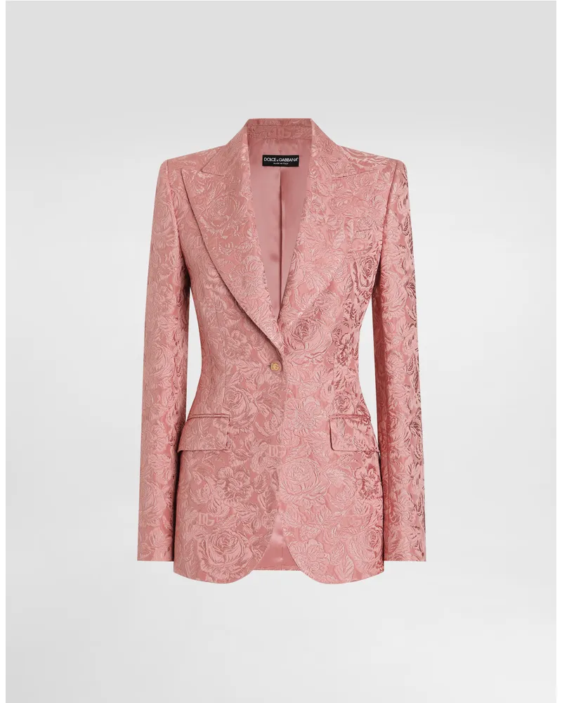 Dolce & Gabbana Einreihige Turlington-jacke Aus Floralem Matelassé-jacquard - Frau Blazer Rosa Rosa