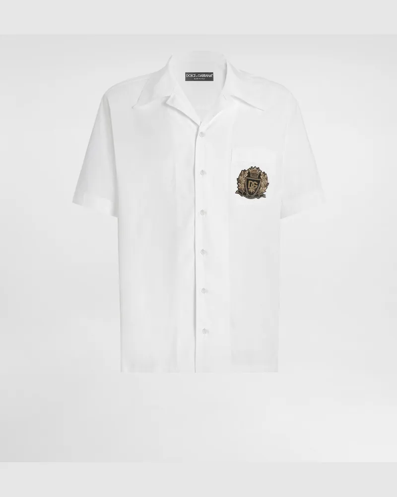 Dolce & Gabbana Hawaii Cotton Poplin Shirt - Mann Hemden Wei White