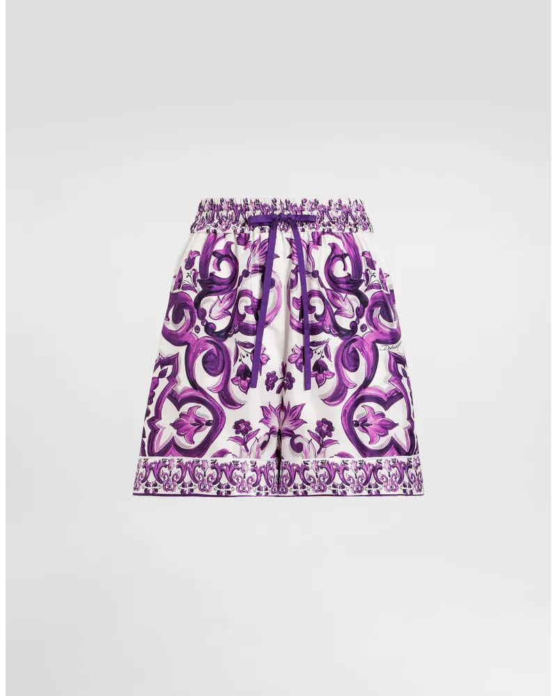 Dolce & Gabbana Majolica-print Twill Shorts - Frau Hosen Und Shorts Multicolor Multicolor
