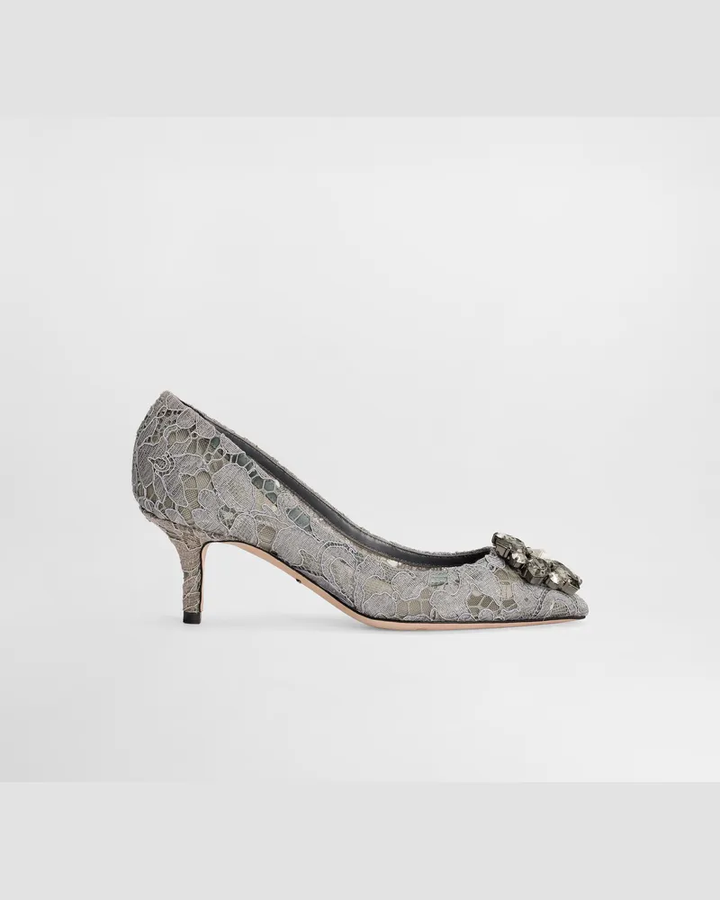 Dolce & Gabbana Pump In Taormina Lace With Crystals - Frau Pumps Und Slingbacks Grau Spitze Grau