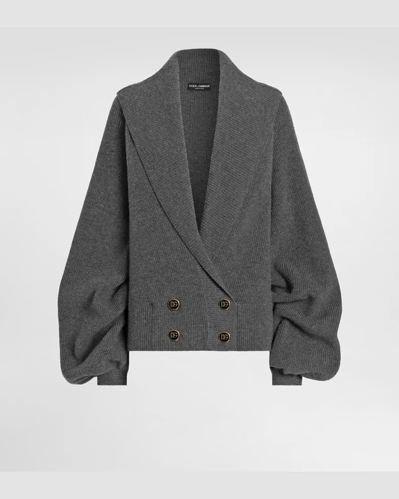 Dolce & Gabbana Cardigan Aus Halbpatentstrick - Frau Strickwaren Grau Grey