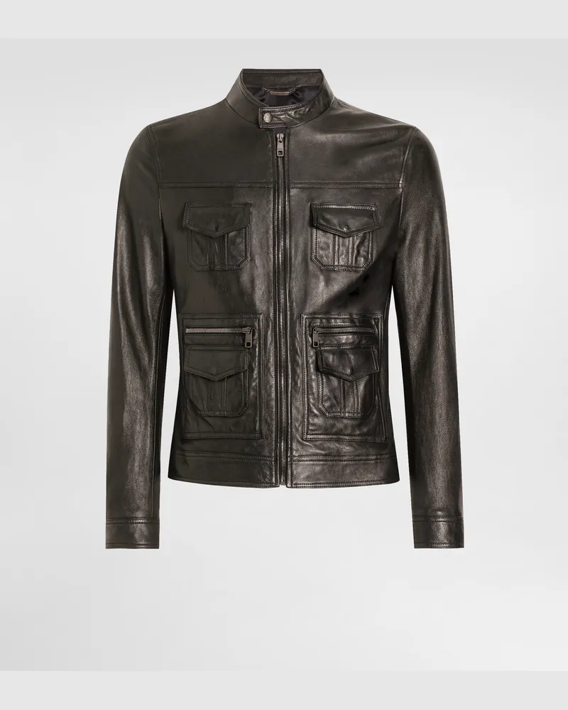 Dolce & Gabbana Leather Jacket - Mann Mäntel Und Jacken Schwarz Black
