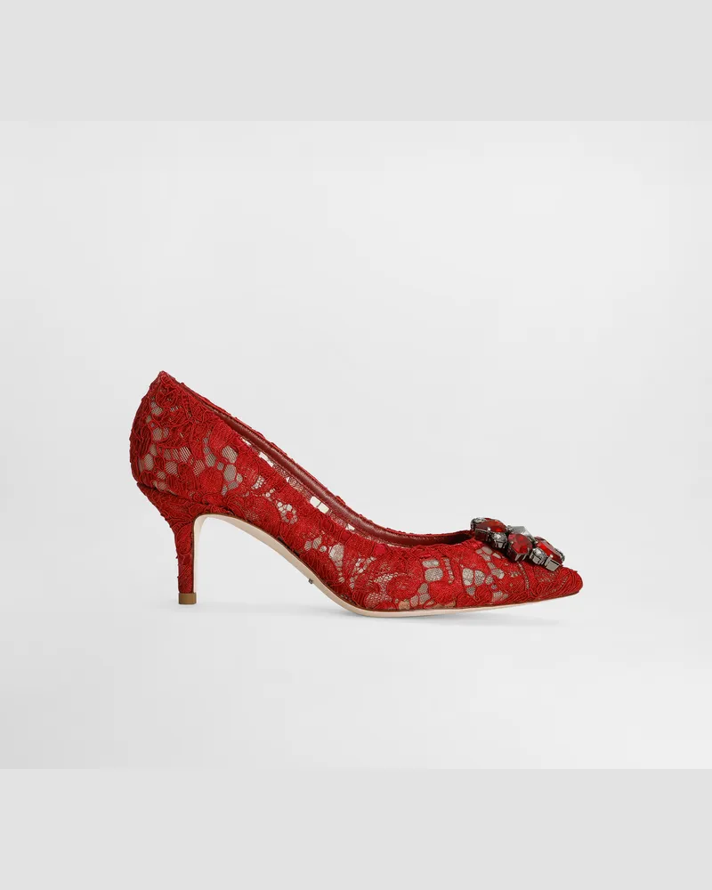Dolce & Gabbana Lace Rainbow Pumps With Brooch Detailing - Frau Pumps Und Slingbacks Rot Spitze Rot