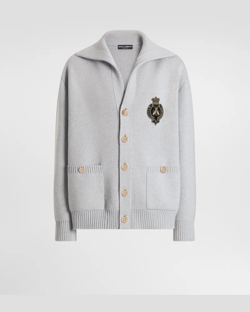 Dolce & Gabbana Cardigan Aus Schurwolle Mit Stickerei - Mann Strickwaren Beige Beige
