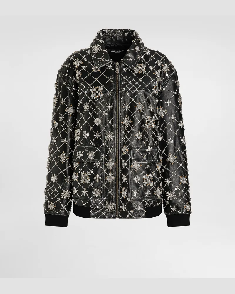 Dolce & Gabbana Vintage Leather Jacket With Embroidery - Frau Mäntel Und Jacken Mehrfarbig Multicolor
