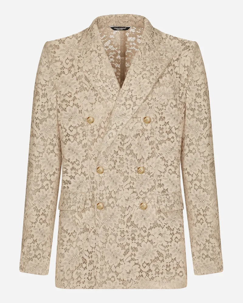 Dolce & Gabbana Zweireihige Jacke Aus Kordelspitze - Mann Anzüge Und Blazer Beige Beige