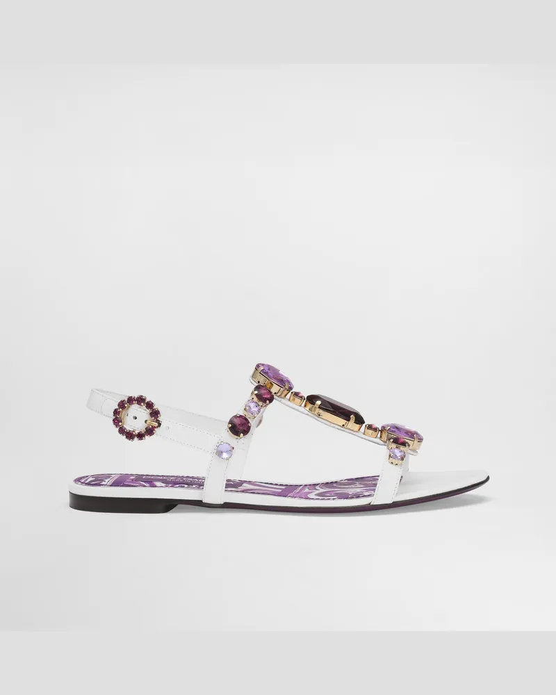Dolce & Gabbana Flip-flops With Jewel Embroidery - Frau Flat Multicolor Multicolor